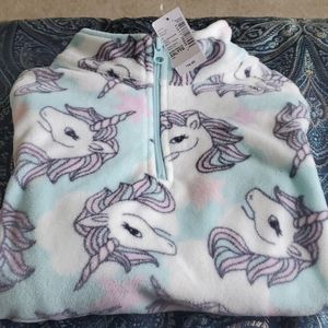Girls Fleece unicorn long sleeve  shirt